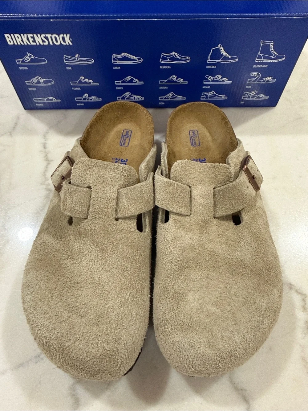 Birkenstock Boston Soft Footbed Suede Leather Taupe